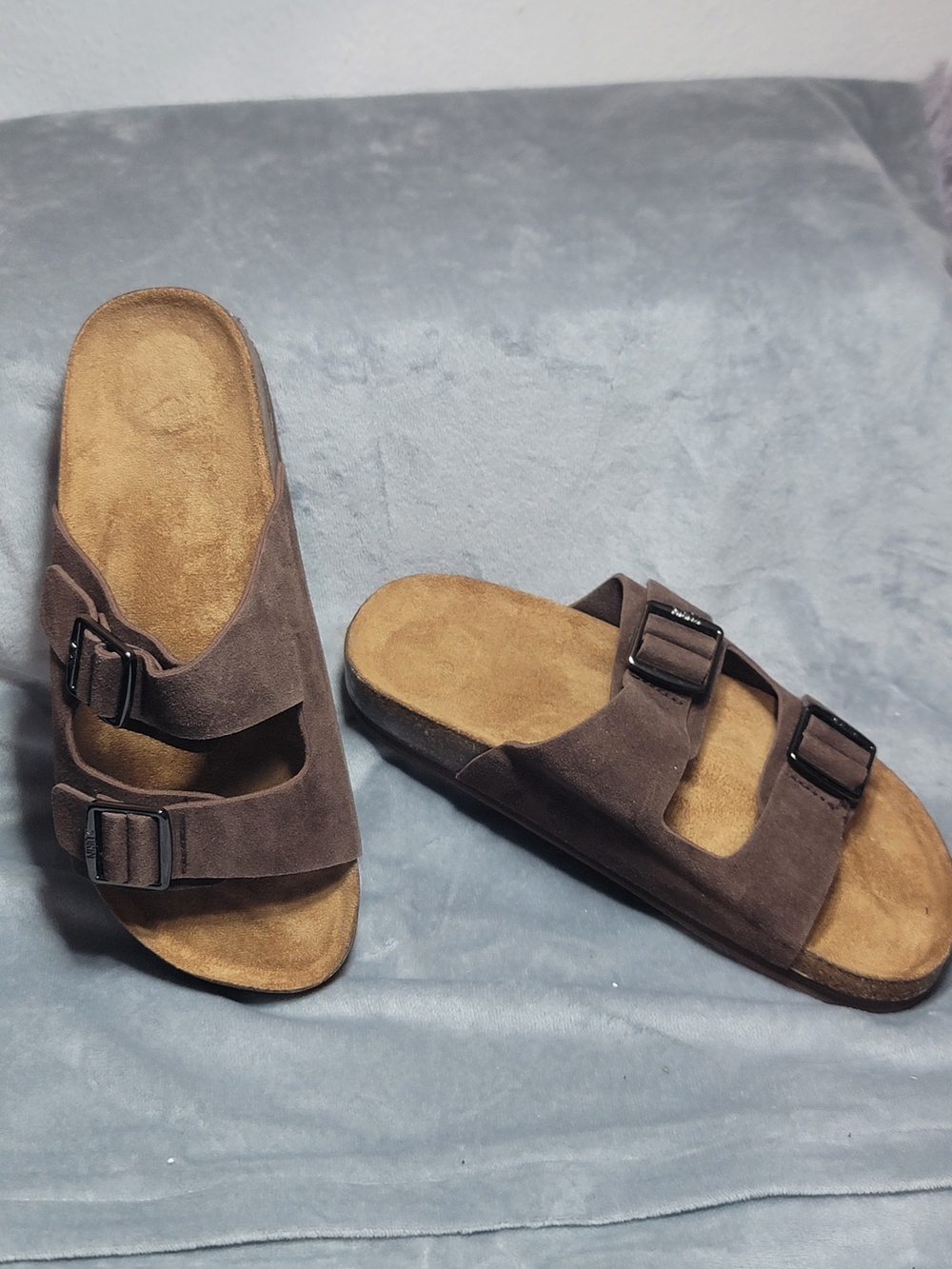 ZURIN Leather Platform Sandals for Women Chunky Sandals with Arch Support, 6-6.5